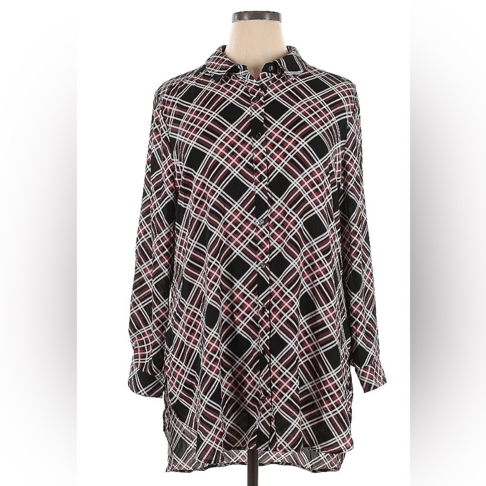 Como Vintage Long Plaid Shirt